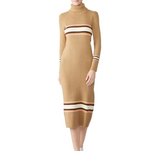 Free People Sport Stripe Midi sweater dress brown tan - M - Picture 1 of 9